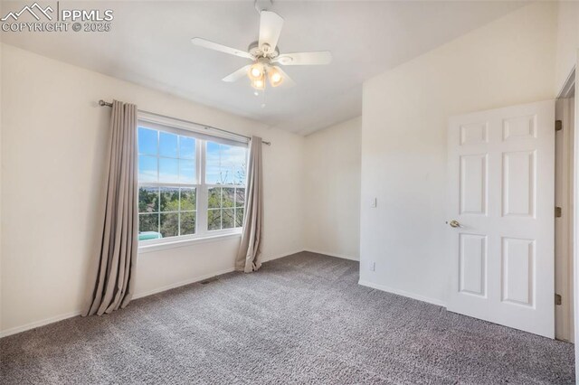6142 Colony Cir, Colorado Springs, CO 80919 - unfurnished room with ceiling fan, carpet floors, and baseboards