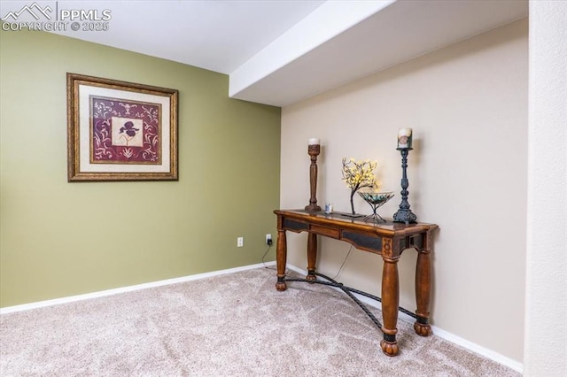 interior space with carpet floors and baseboards