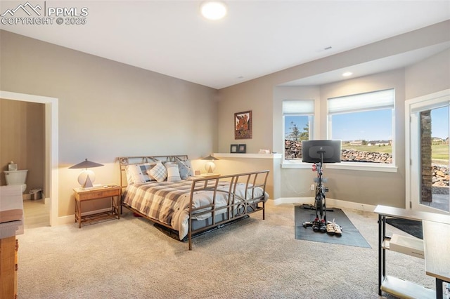 20356 Royal Troon Dr, Monument, CO 80132 - carpeted bedroom featuring baseboards, access to exterior, and recessed lighting