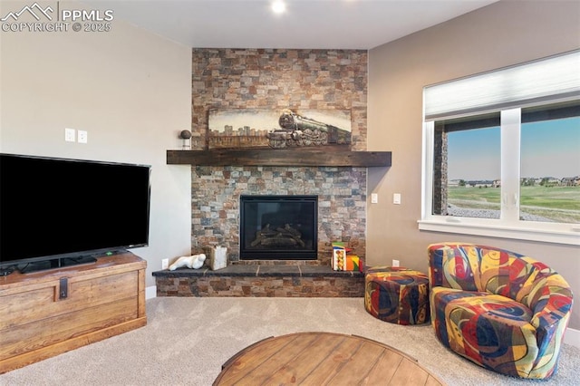 20356 Royal Troon Dr, Monument, CO 80132 - carpeted living area with a fireplace