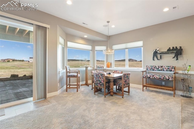 20356 Royal Troon Dr, Monument, CO 80132 - carpeted dining area with baseboards, recessed lighting, and a chandelier