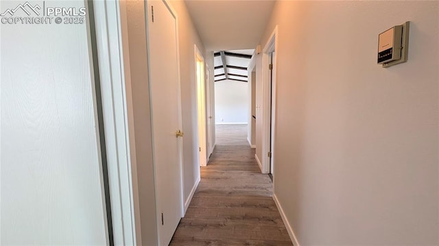 720 W Northwoods Dr, Woodland Park, CO 80863 - corridor with dark wood finished floors and baseboards