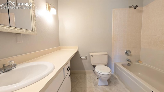 720 W Northwoods Dr, Woodland Park, CO 80863 - full bathroom with baseboards, bathing tub / shower combination, vanity, and toilet