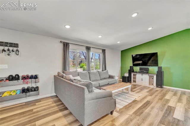 6465 Pawnee Cir, Colorado Springs, CO 80915 - living room with recessed lighting, baseboards, and wood finished floors