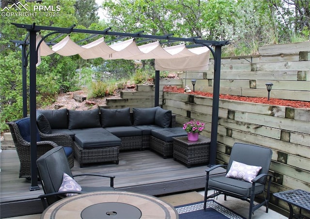7465 Winding Oaks Dr, Colorado Springs, CO 80919 - wooden terrace featuring outdoor lounge area