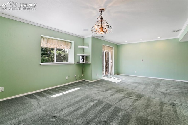 6675 Cabin Creek Dr, Colorado Springs, CO 80923 - carpeted spare room with crown molding, baseboards, and recessed lighting