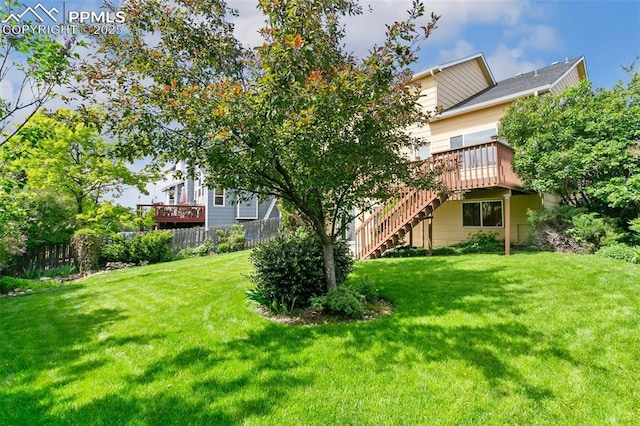 6675 Cabin Creek Dr, Colorado Springs, CO 80923 - view of yard featuring a deck and stairs