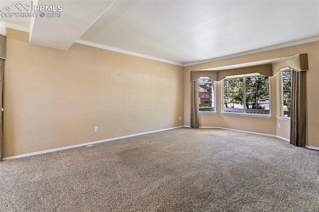 6675 Cabin Creek Dr, Colorado Springs, CO 80923 - empty room featuring crown molding, carpet floors, and baseboards