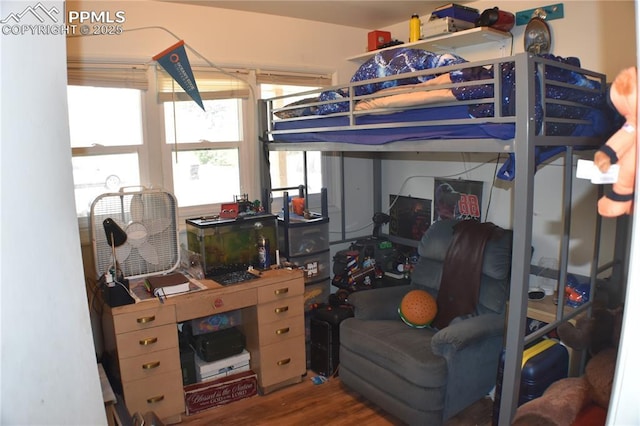 bedroom with wood finished floors