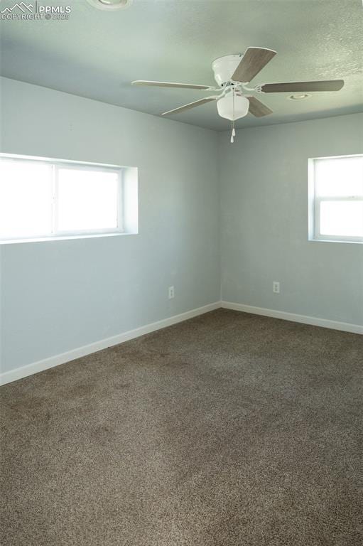 1015 5th St, Del Norte, CO 81132 - spare room with carpet floors, a ceiling fan, and baseboards