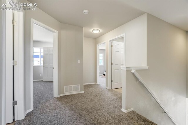 5717 Stable Ct, Colorado Springs, CO 80920 - hallway with an upstairs landing, carpet, and baseboards