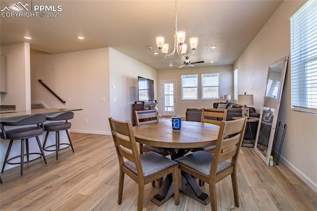 8162 Grey Bark Way, Colorado Springs, CO 80908 - dining room featuring a chandelier, light wood-type flooring, recessed lighting, and baseboards
