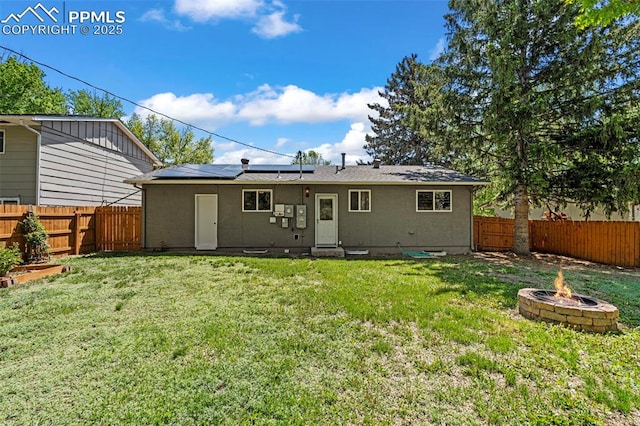 930 Bowser Dr, Colorado Springs, CO 80909 - back of house featuring a fire pit and roof mounted solar panels