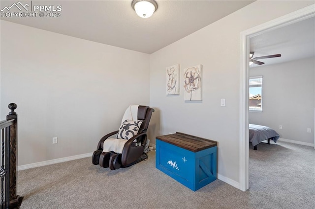 12529 Culebra Peak Dr, Peyton, CO 80831 - sitting room with carpet floors, a ceiling fan, and baseboards