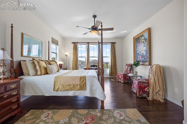 4225 New Santa Fe Trl, Colorado Springs, CO 80924 - bedroom featuring wood finished floors, baseboards, and ceiling fan