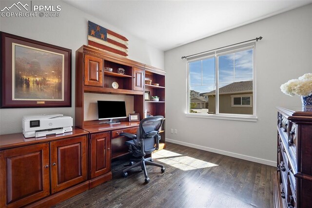 4225 New Santa Fe Trl, Colorado Springs, CO 80924 - office area with dark wood finished floors and baseboards