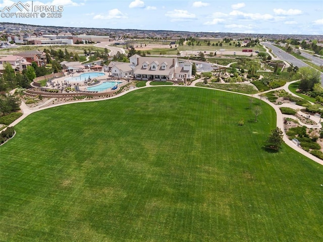 4225 New Santa Fe Trl, Colorado Springs, CO 80924 - aerial view of property's location with a pool area and nearby suburban area
