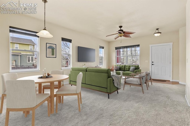 147 Celestine St, Colorado Springs, CO 80905 - living area with light carpet and ceiling fan