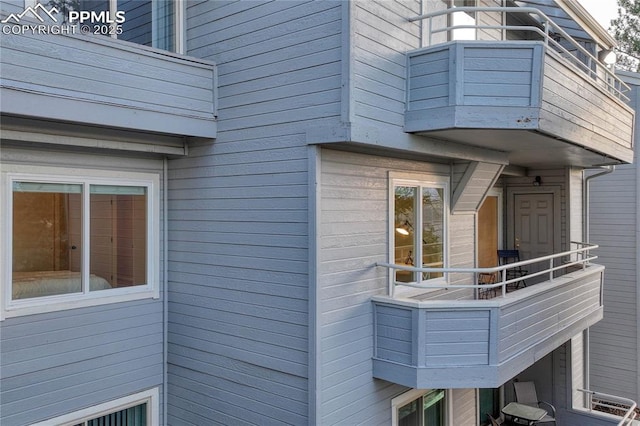 view of property exterior with a balcony