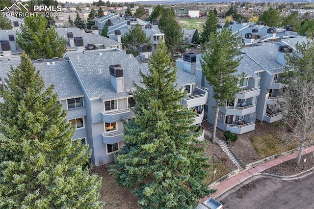 drone / aerial view with a residential view