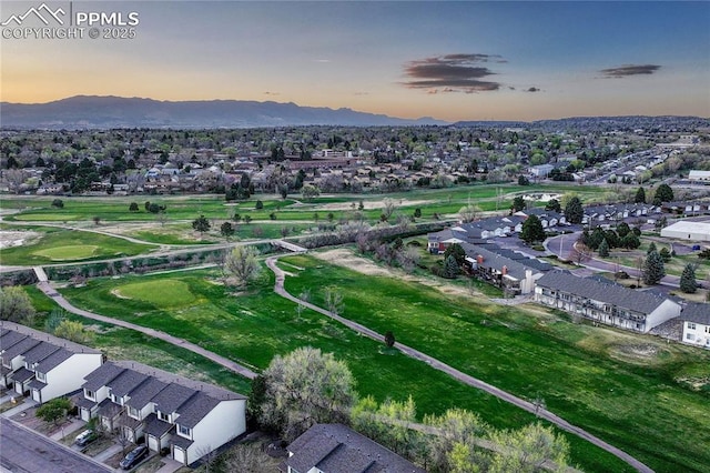 bird's eye view with a residential view and a mountain view