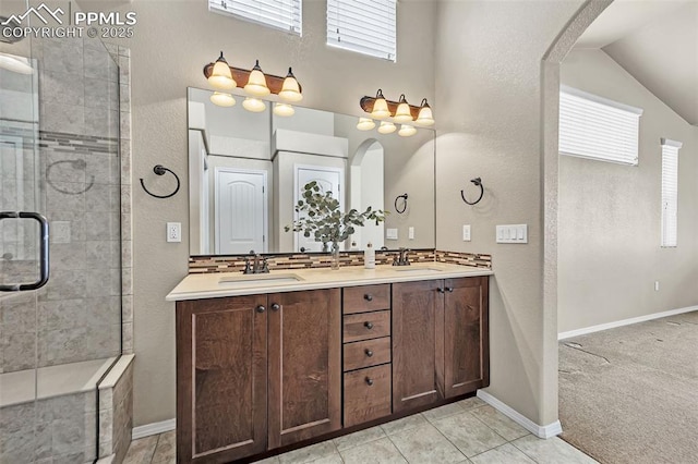 8421 Crooked Branch Ln, Colorado Springs, CO 80927 - bathroom featuring a sink, a wealth of natural light, and a shower stall