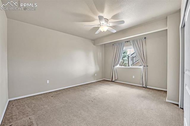 8421 Crooked Branch Ln, Colorado Springs, CO 80927 - empty room featuring baseboards, carpet flooring, a textured ceiling, and a ceiling fan