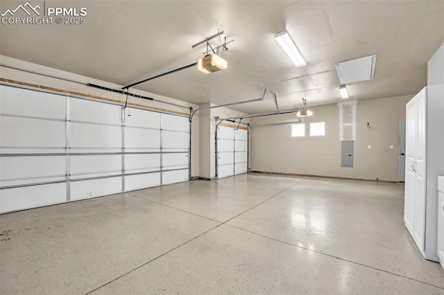 8421 Crooked Branch Ln, Colorado Springs, CO 80927 - garage with a garage door opener and electric panel
