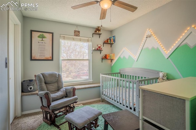 270 Wallace St, Colorado Springs, CO 80911 - bedroom featuring carpet floors, a ceiling fan, a textured ceiling, and baseboards