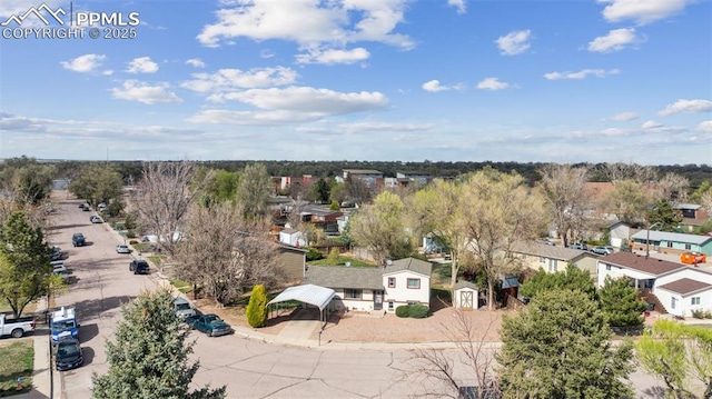 aerial view with a residential view