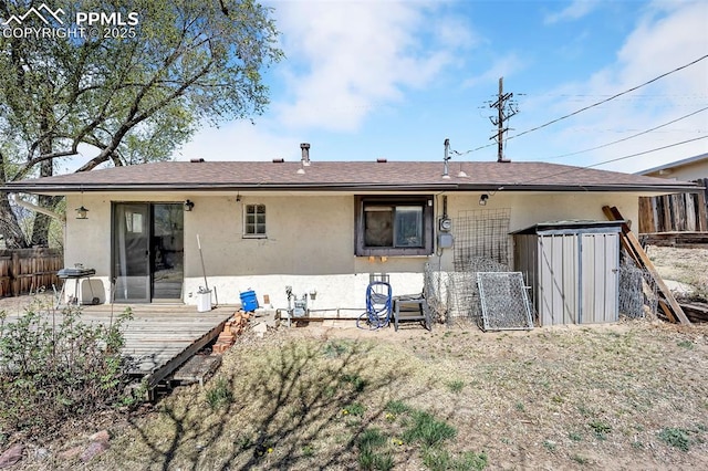 627 E Las Animas St, Colorado Springs, CO 80903 - back of house with fence, a wooden deck, and stucco siding