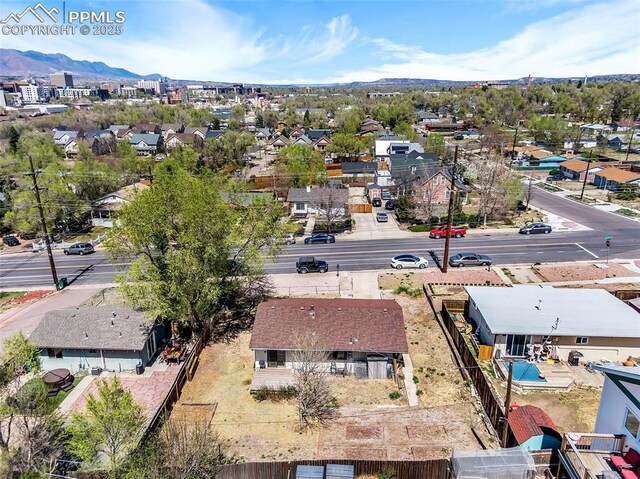 627 E Las Animas St, Colorado Springs, CO 80903 - aerial view featuring a mountain view and a residential view
