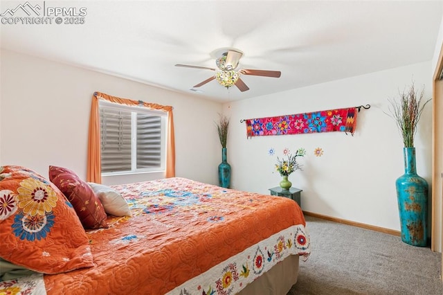 11960 S Conestoga Trl, Elbert, CO 80106 - carpeted bedroom with baseboards and a ceiling fan