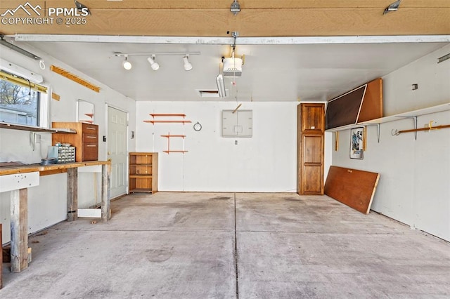 garage with a garage door opener