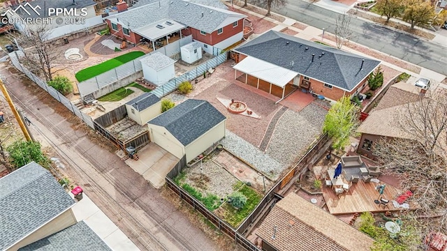 drone / aerial view with a residential view