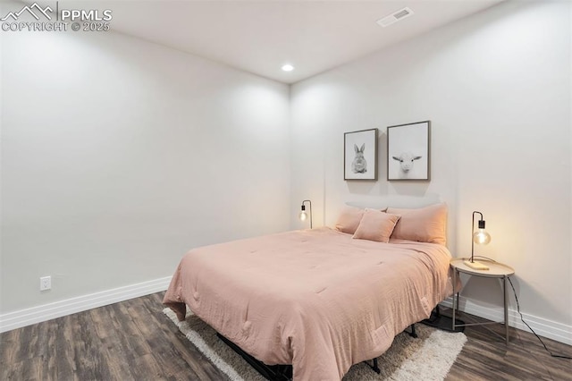 4043 Needles Dr, Colorado Springs, CO 80908 - bedroom with baseboards, recessed lighting, visible vents, and dark wood-style floors