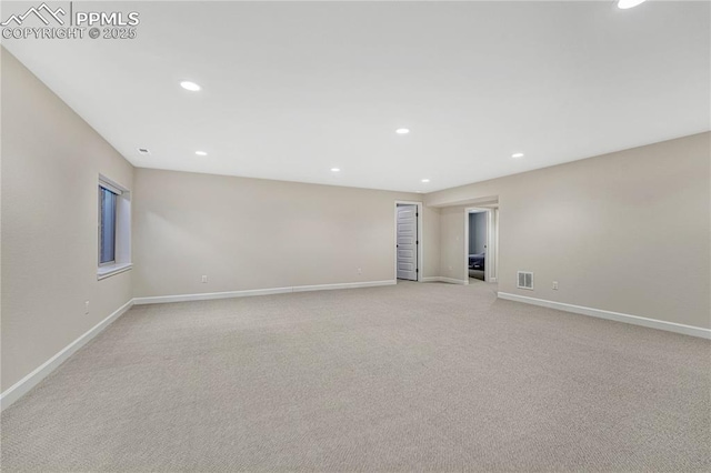 4464 Portillo Pl, Colorado Springs, CO 80924 - spare room with visible vents, recessed lighting, light carpet, and baseboards