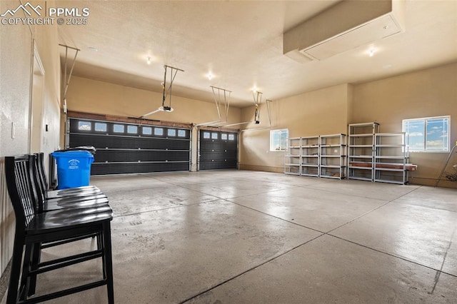 garage with a garage door opener