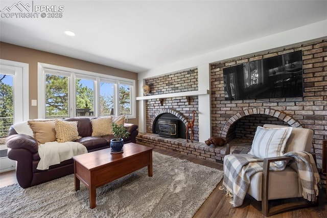 living area featuring recessed lighting and wood finished floors