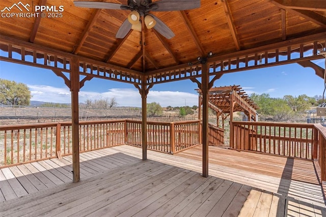 deck with a ceiling fan