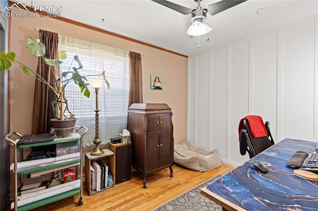 1514 Howard Ave, Colorado Springs, CO 80909 - office area with a ceiling fan and wood finished floors