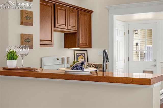 kitchen with brown cabinetry