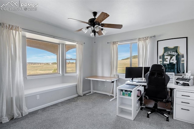 15930 Alta Plaza Cir, Peyton, CO 80831 - home office with light colored carpet and ceiling fan
