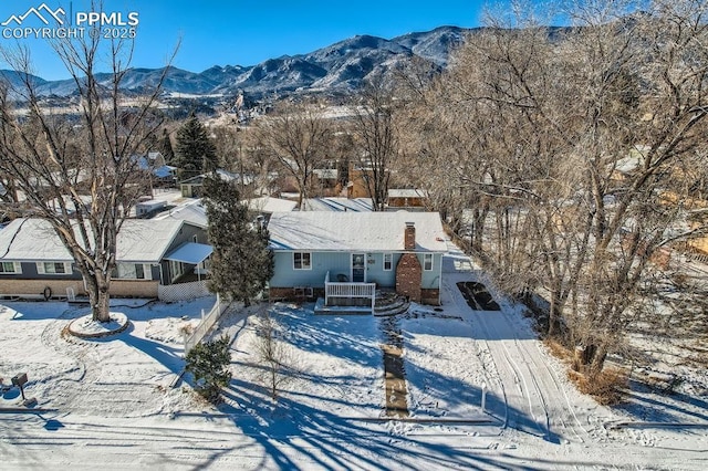 exterior space featuring a mountain view