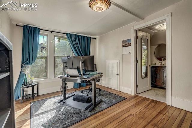 519 W Bijou St, Colorado Springs, CO 80905 - office with wood finished floors and beamed ceiling