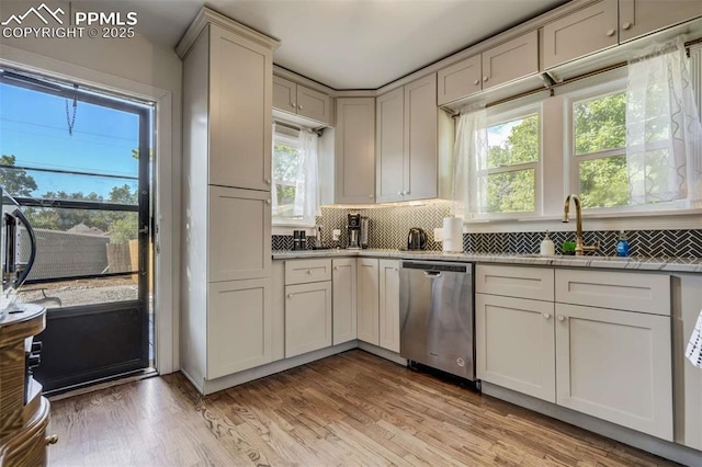 519 W Bijou St, Colorado Springs, CO 80905 - kitchen with a healthy amount of sunlight, stainless steel dishwasher, backsplash, and a sink