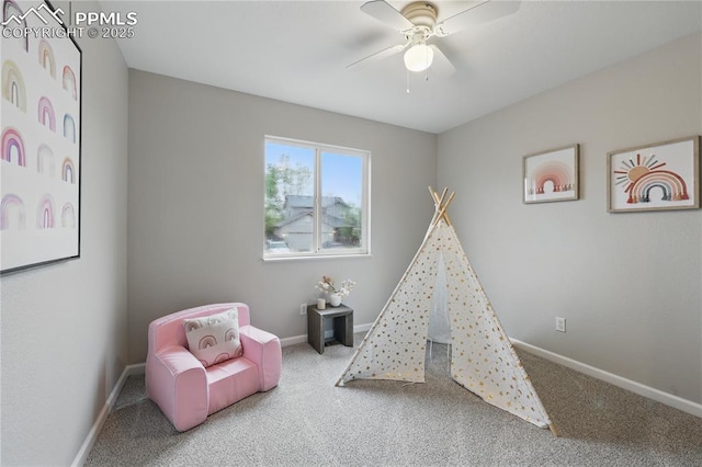 908 Red Brooke Dr, Colorado Springs, CO 80911 - game room featuring carpet flooring, ceiling fan, and baseboards