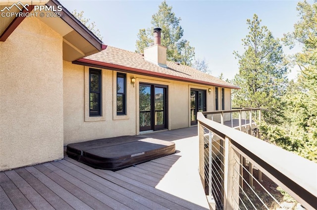 280 Highland Meadows Dr, Florissant, CO 80816 - deck featuring a covered hot tub