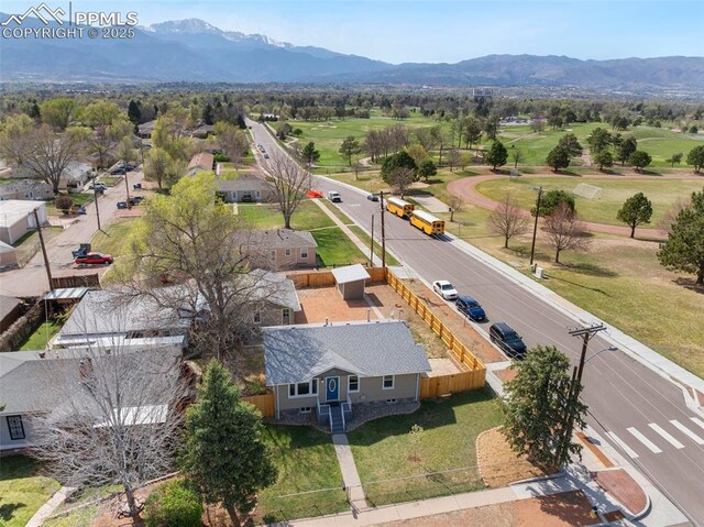 aerial view with a mountain view