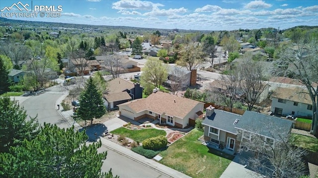 aerial view with a residential view